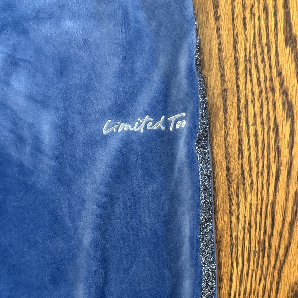Y2K Limited Too Velour Sparkle Blue Track Pants SZ M (10) - Picture 2 of 5